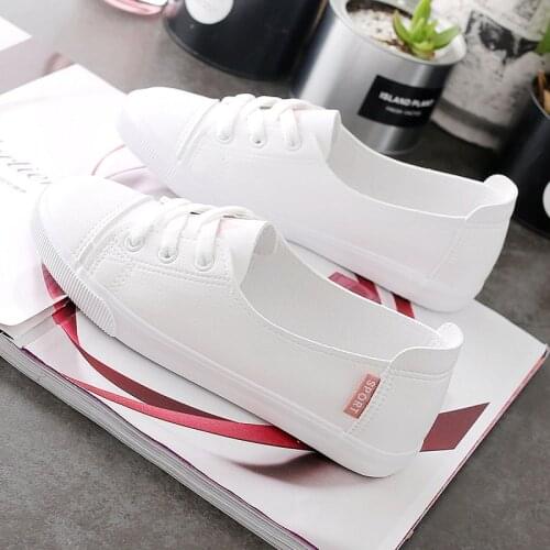 Fashion Shoes Womens Vulcanize Shoes Spring New Casual Classic Solid Color PU Leather Shoes Women Casual White Shoes Sneakers