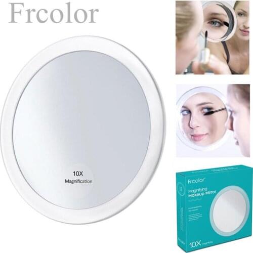 10x Magnifying Round Mirror Make Up Mirror Folding Pocket Cosmetic Mirror Magnification Compact Mirror With 3 Suction Cups