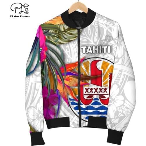 French Polynesia Art Tahiti Country Flag Tribal Culture Retro 3DPrint Men/Women Funny Bomber Jacket Motorcycle Jacket Pullover 3