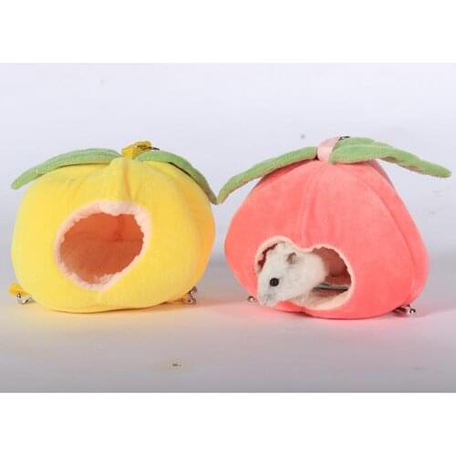 Legendog 1pc Hamster Cave Bed Nest Fruit Shape Plush Warm Small Animal Bed Nest For Winter Hamster Hammock Pet Supplies