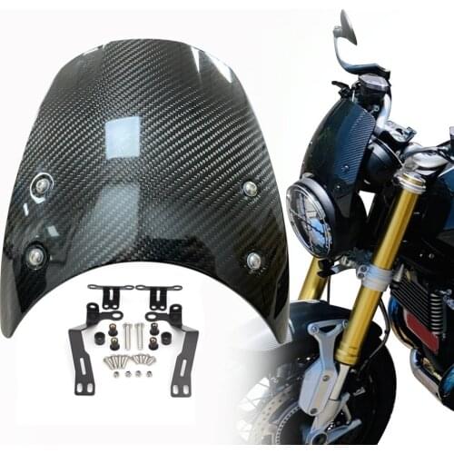 Motorcycle Carbon Fiber Windshield Windscreen Compact Windshield Headlight Fairing Mask Windshield For BMW R Nine T 2014 - Up
