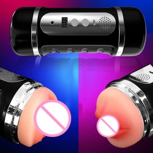 OLO Both sides use vagina and mouth Intelligent Heating Masturbator Cup Realistic Pussy Male Licking Massage Sex Toy