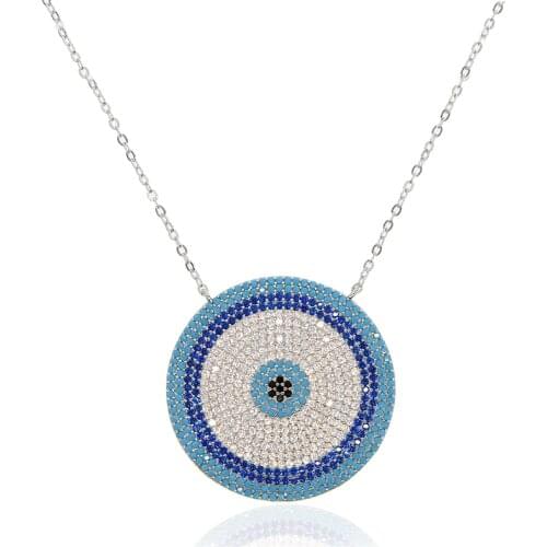 Micro Zirconia Greek Evil Eye Charm Silver Color Lucky Blue Eyes Necklace Elegant Women Girls Exquisite Gift Jewelry 2020 New