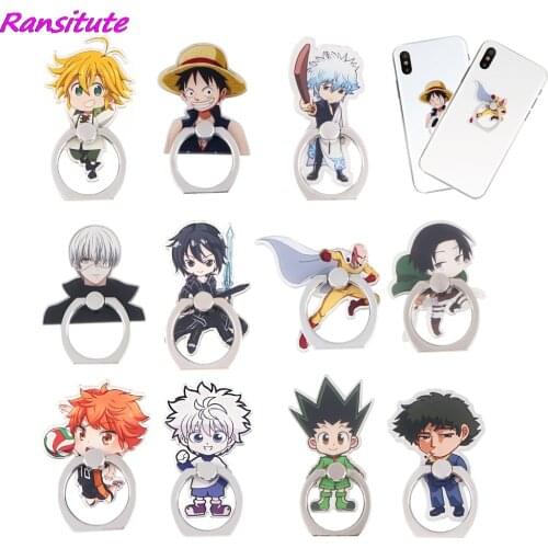 R1687 Anime Boy Cartoon Fashion Ring Metal Mobile Phone Accessories Rotating Ring Bracket Lazy Desktop Anti-fall Bracket Gifts