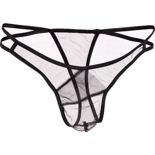 Men Bikini Low waist erotic thongs see through almost naked gay g strings underwear