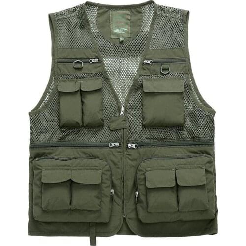 Outdoor beathable men strong High quality fishing vest Multi-pockets professional sports climbing photography working wear vest