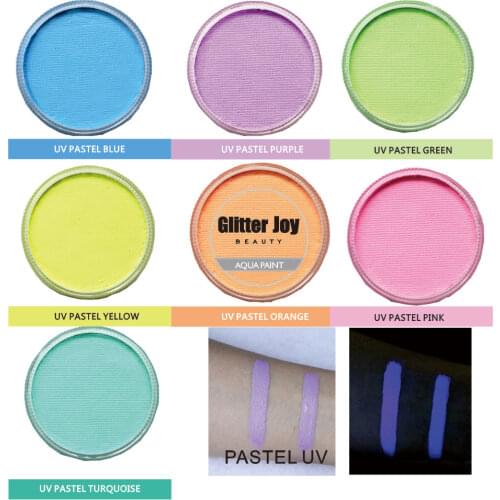 Set Of 7 Pieces UV Pastel Neon Color Water Based Face And Body Fluorescent Paint Fancy Dress Beauty Art