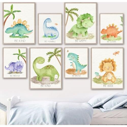 Jurassic Ancient Dinosaur Tyrannosaurus Cartoon Wall Art Canvas Painting Nordic Posters And Prints Wall Pictures Kids Room Decor