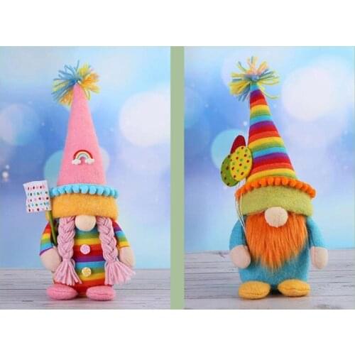 NEW Summer Colorful Rainbow Gnome Tomte Swedish Nisse Scandinavian Elf Dwarf Farmhouse Kitchen Decor Shelf Tiered Tray