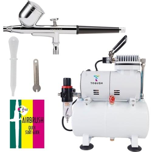 OPHIR NEW Gravity Dual-Action Airbrush Gun Kit Tank Air Compressor for Hobby Model Cake T-shirt Painting 110V,220V AC134+004