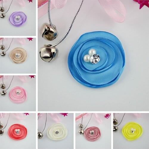 30pcs Burned Satin Flower with pearl Peony Boutique Hair Flowers For Kids Headband Girl Hair Accessories Singed Flower