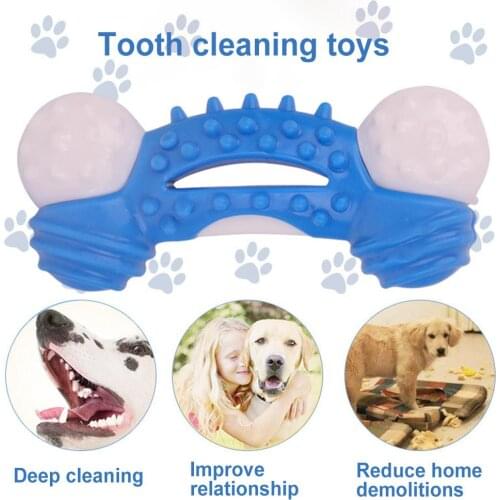Pet Bite Resistant Teeth Ring Dog Puppy Bone Shape Anti Bite Teeth Grinding Cleaner Stick Chewing Toy