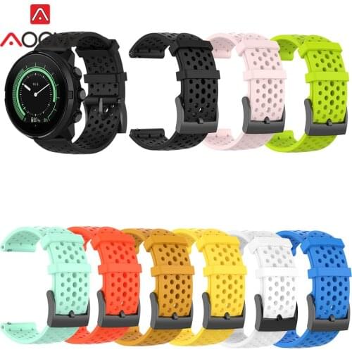 24mm Sport Silicone Strap Breathable Holes Band for Suunto 7 9 D5 Smart Watch Outdoor Waterproof Rubber Replacement Bracelet