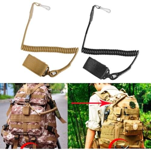 Backpack bag rope lanyard Molle Airsoft coil sling military gun handgun shooting hunt pistol tool elastic belt spring strap
