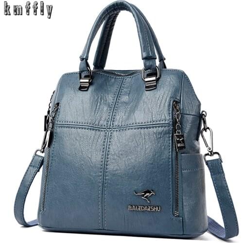 2021 New High Quality Leather Backpack Women Shoulder Bags Multifunction Travel Backpack School Bags for Girls Bagpack Mochila