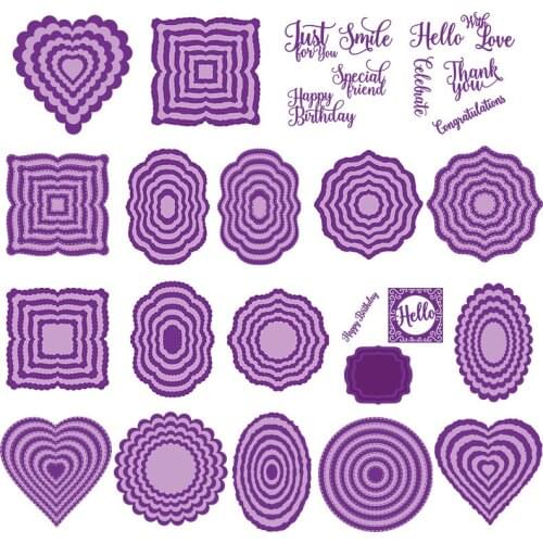 2019 July Core Frame Dies Stitched/Scalloped/Torn-Edge-Oval/Circle/Square/Heart Metal Cutting Dies for Scrapbooking and Cards