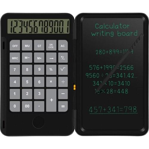 Foldable Calculator & 6.5 Inch LCD Writing Tablet Digital Drawing Pad Digits Display with Stylus Pen Rechargeable Graphics Pad
