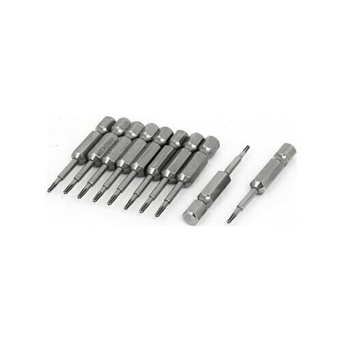T6 50mm Length 1/4" Hex Shank Tamper Proof Torx Security Screwdriver Bits 10pcs