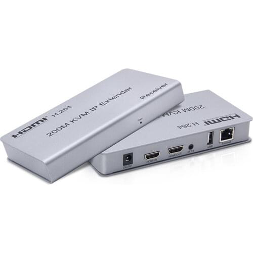200M HDMI Extension KVM IP Extender By RJ45 Ethernet Network Cable Cat5e Cat6 PC to TV Support USB Keyboard Mouse 1 TX to 20 RX