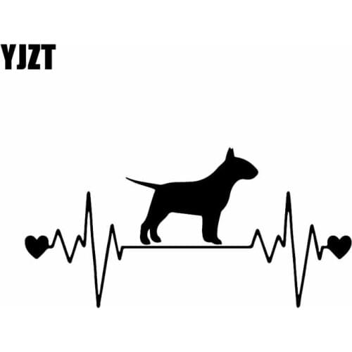 YJZT 17.4X8.6CM Modern Art Vinyl Decal Bull Terrier Lifeline Car Sticker Dog Cartoon Black/Silver C24-1320