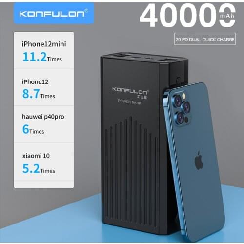 40000mAh Power Bank 18W QC 3.0 Two-way Quick Charging Powerbank Type-C PD 20W External Battery Charger For Xiaomi iPhone