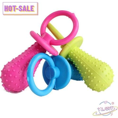 YLANT Mini lindo chupete de caucho mascota chillona perro gato juguetes masticables para cachorros con sonido