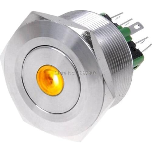 Yellow 24V anti-vandal 25mm waterproof Dot LED Car switches/ LED push button switch Momentary 1NO1NC