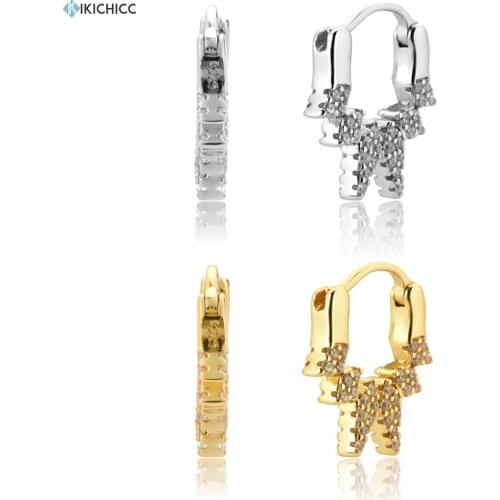 Kikichicc 100% 925 Sterling Silver 8.5mm Spike Zircon CZ Hoops Luxury Women Crystal Rock Punk Jewelry for 2020 Fashion Pendiente