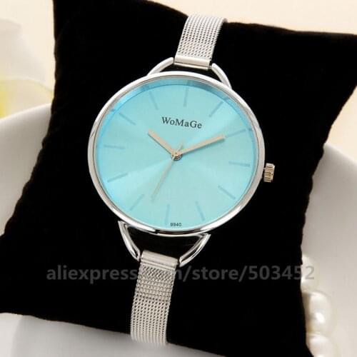 100pcs/lot No Number Scale Women Watches Factory Price Friend Gifts Relojes Hombre Thin Mesh Belt Fashion Quartz Watches