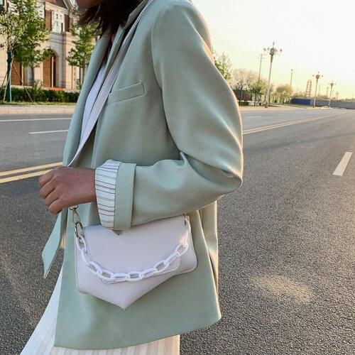 PU Leather Irregular Shaped Crossbody Bags for Women Acrylic Chain Fashion Shoulder Messenger Bag Simple Travel Portable Bag