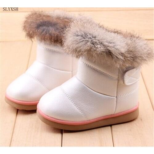 Winter Fashion child girls snow boots shoes warm plush soft bottom baby girls boots comfy kids leather winter snow boot for baby
