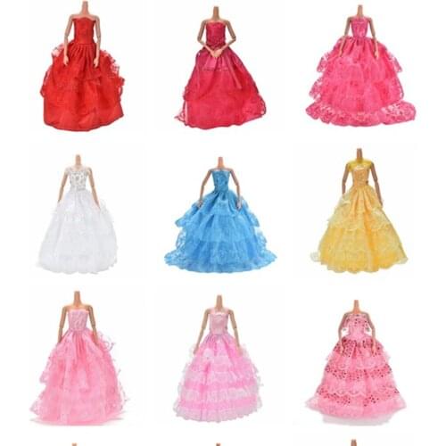 1 Piece Hot Sell Doll Luxury Floral Dress Clothes Clothing Elegant Lace Multi Layers Wedding Dress For Dolls Accessories