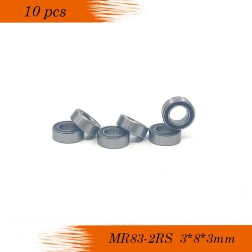 Free Shipping 10PCS MR83-2RS 3x8x3mm CGR15 bearing steel Black rubber Miniature Ball Bearings MR83RS 619/3