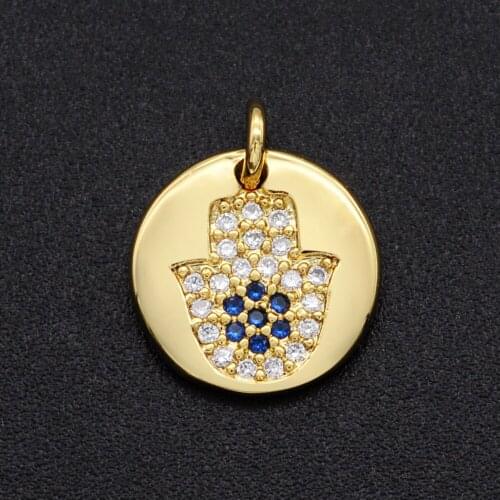 11mm 100% CZ Zircon DIY Jewelry Hamsa Hand Charm Pendant Wholesale Religious Fashion Jewellery Pendants Bracelet Making Charm