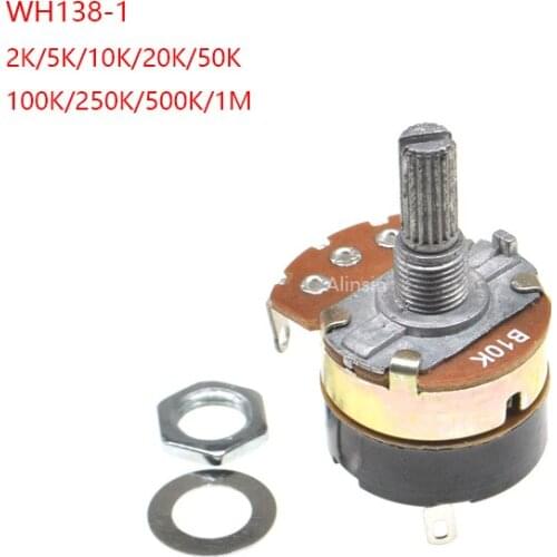 2PCS WH138-1 adjustable resistance speed regulator with switch potentiometer length 20mm B5K B10K B20K B50K B100K B250K B500K
