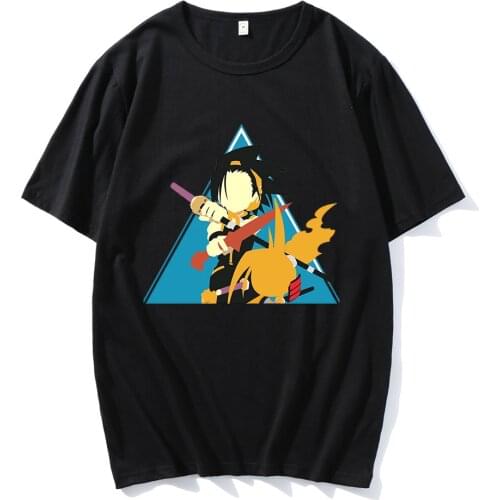 2021 Anime Shaman King Yoh Asakura Amidamaru New Style Tees Hip Hop T-Shirt Hip Pop Streetwear High Quality Comfortable Clothes