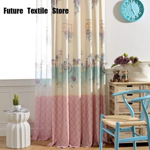 Factory Direct Curtain Fabric Modern Simple Pastoral Childrens Curtains Polyester Cotton Printed Curtain Screen