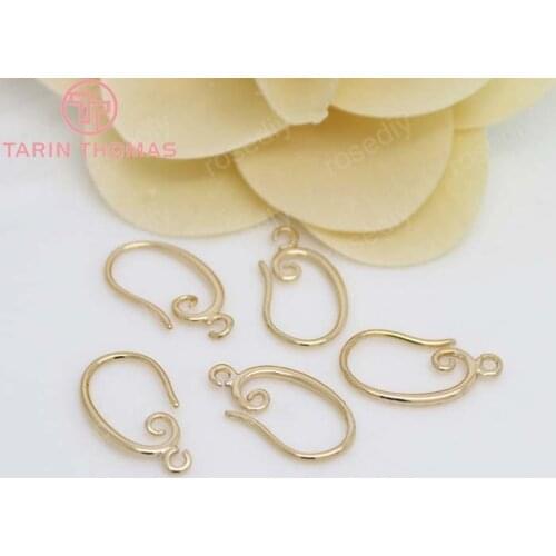 12PCS 11x19MM 24K Champagne Gold Color Plated Brass Earrings Hooks High Quality Diy Jewelry Accessories