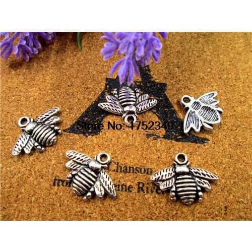 30pcs--Bee charms,Antique Tibetan silver Lovely Bee Honeybee Charm Pendant 16x21mm