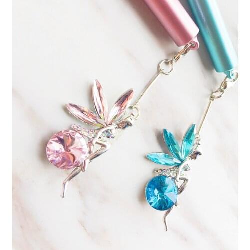 36PCS Creative Angel Girl Rhinestones Alloy Pendant Gel Pen Black 0.5MM Carbon Pen Stationery Kawaii School Supplies