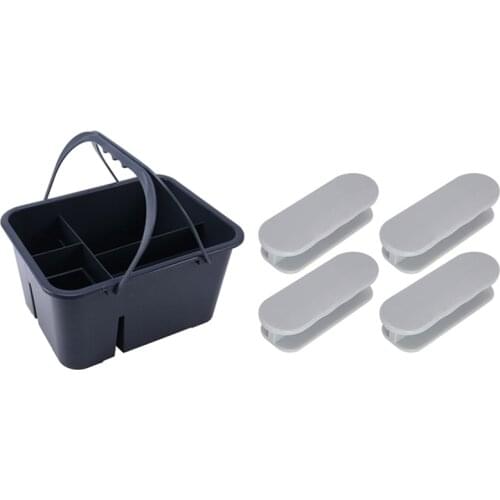 4Pcs Self-Stick Instant Cabinet Drawer-Humanity Handle & 1x Sundries Cleaning Basket Plastic Portable Tool Box
