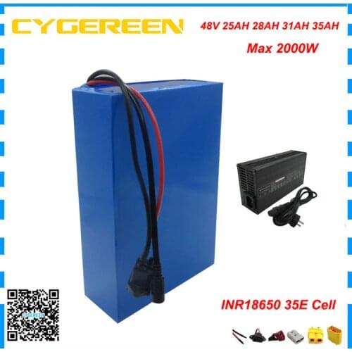 1500W 48V 25AH ebike scooter battery pack 2000W 48 V 35AH 40AH lithium bateria INR18650 35E 3500mah cell 50A BMS with 5A Charger