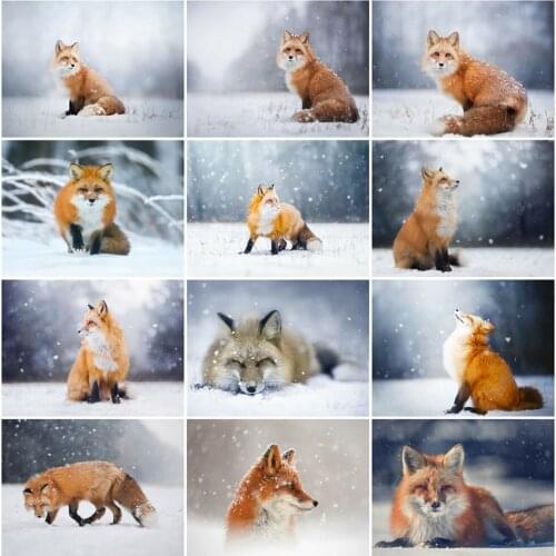 Diamond Painting Animal Cross Stitch Kits Full Square Drill Diamond Embroidery Fox Picture of Diamond Mosaic Winter Home Decor