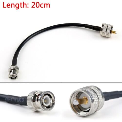 Artudatech 5PCS 20cm/50cm RG58 Cable PL259 UHF Male Plug To BNC Male Straight Crimp Coax Pigtail Connector Parts