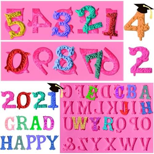 BalleenShiny Uppercase English Alphanumeric Silicone Mold Cake Chocolate DIY Decoration for Birthday Celebration Family Party