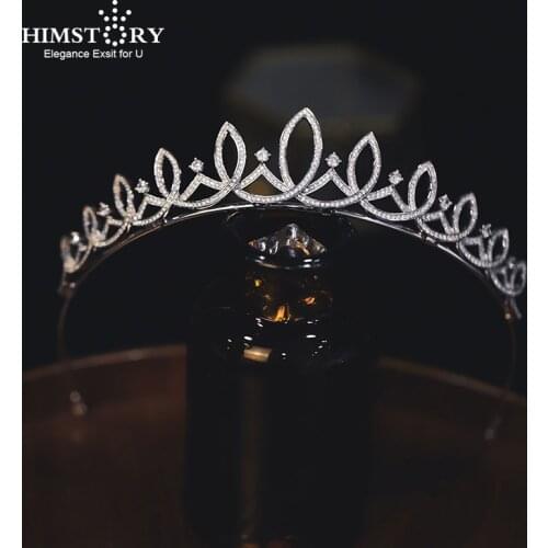 HIMSTORY Wedding Bridal Tiara Crown Clear Zircon Crystal Women Brides Headband Diadem Pageant Party Jewelry Gift