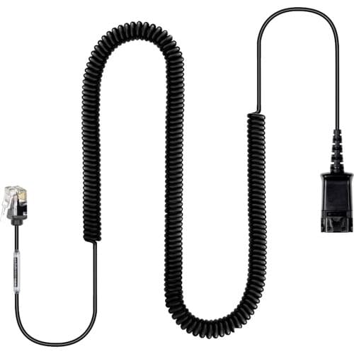 Quick Disconnect Cable to RJ9 Plug Adapter Replacement QD Release Coil Cord Extension for Plantronics QD Headsets