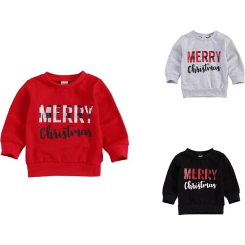 Citgeett Autumn Newborn Baby Girls Boys Letter Christmas Print Sweater Winter Long Sleeve Round Neck Pullover Spring Clothes