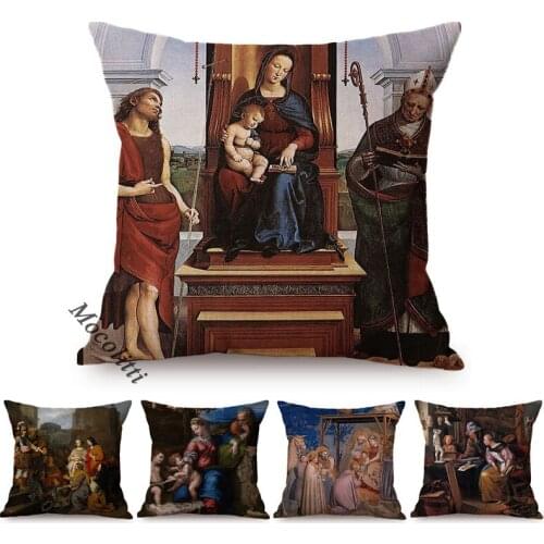 Renaissance Painter Giotto Dibondone Famous Oil Painting Mourning Christ Decorative Sofa Throw Pillow Case Linen Cushion Cover