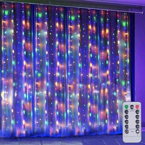 3X3M 300LED USB Battery Operate Curtain Window Fairy Lights For Christmas Wedding Party Holiday Copper Wire Icicle String Lights